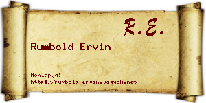 Rumbold Ervin névjegykártya
